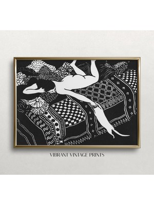 Ninastore Kadın ve Kedi Sanatı | Siyah Beyaz Sanat | Vintage Duvar Sanatı | Çıplak Kadın Duvar Sanatı | Soyut