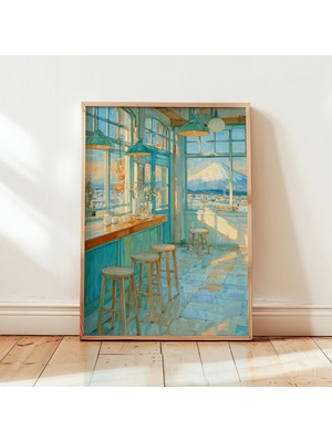 Ninastore Vintage Kafe Duvar Sanatı Posteri - Dağ Manzaralı Bar Iç Mekan Baskısı - Retro Seyahat Tarzı