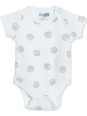Hellobaby Erkek Bebek Body Hayvan Baskılı Çıtçıtlı Çıtçıtlı Yaka Kısa Kol