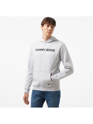 Tommy Hilfiger Jeans New Classic Erkek Gri Hoodie