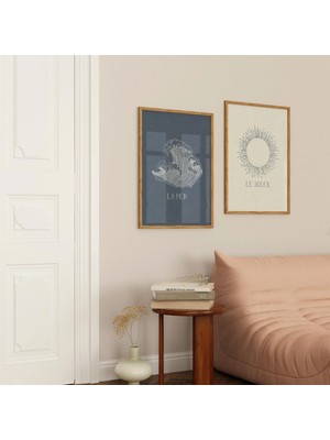 Ninastore Fransız Kıyı Manzaraları: Deniz ve Güneş Minimalist Sanatı (2'li Baskı Seti)