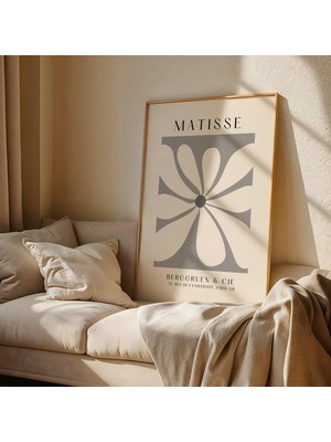 Ninastore Grey Matisse Duvar Sanatı Baskısı: Soyut Çiçek Desenli – Minimalist Modern Poster