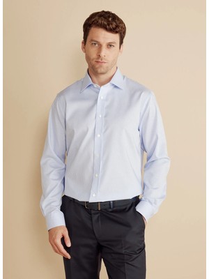Brooks Brothers Mavi  Erkek Regular Fit Çizgili Gömlek BBFW25MSH030