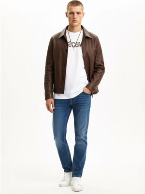 Just Cavalli Beyaz Erkek Yazı Baskılı T-Shirt 78PM601 Logo Leo