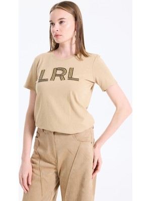 Lauren Ralph Lauren Camel Kadın Standart Baskılı T-Shirt 200971125