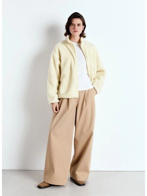 American Vintage Krem Kadın Standart Desensiz Ceket HOK16CH25ECRU