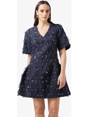 Yas Lacivert Kadın Işlemeli Elbise Yasdıra 2/4 Dress