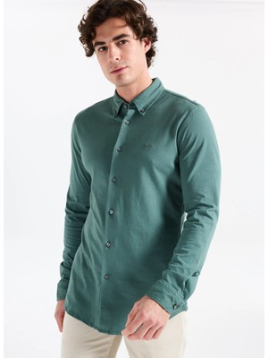 Boss Haki Erkek Düğmeli Slim Fit Gömlek Myjersey