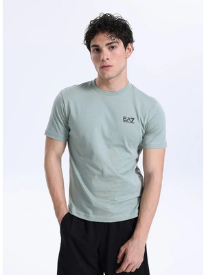 Ea7 Gri Erkek Slim Fit Logo Baskılı T-Shirt Traın Core Id Tee