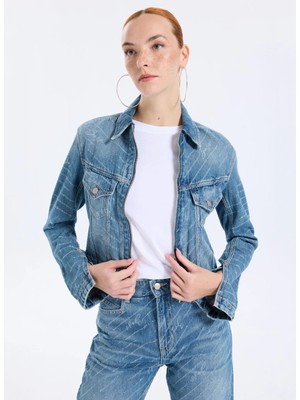 Boss Mavi Kadın Standart Denim Ceket 50542426