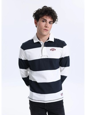 Superdry Lacivert - Beyaz  Regular Fit Çizgili T-Shirt M6010909A-H2Q