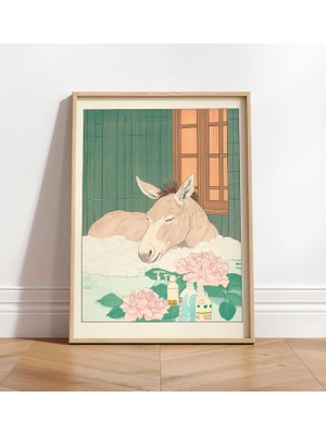 Ninastore Küvet Içinde Eşek Baskısı: Ukiyo-E Japon Duvar Sanatı