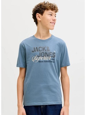 Jack & Jones Mavi Erkek Çocuk Baskılı T-Shirt 12289236