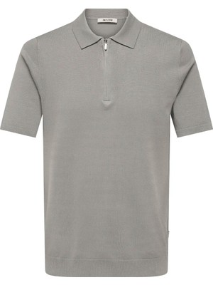 Only & Sons Gri Erkek Kazak 22028606 Onswyler Lıfe Zıp Polo Knt