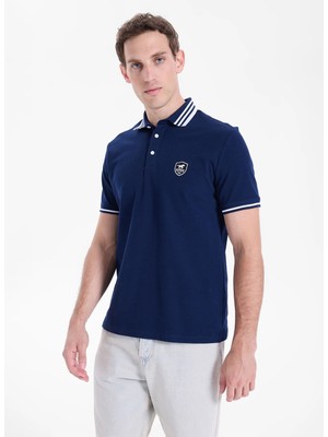 Mustang Lacivert Erkek Relaxed Nakışlı Polo T-Shirt M5SM-TST1356