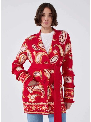 Hayley Menzies Kırmızı Kadın V Yaka Normal Hırka Jimi Cardigan