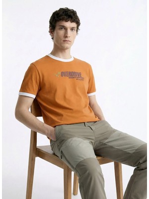 Discovery Expedition D6SM-TST3709 Turuncu Bisiklet Relaxed Baskılı Erkek T-Shirt