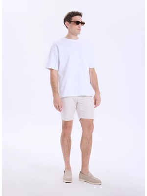 Fabrika Ekru Erkek Jogger Çizgili Bermuda Şort Fabresa N