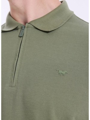 Mustang Koyu Haki Erkek Relaxed Baskılı Polo T-Shirt M5SM-TST1324