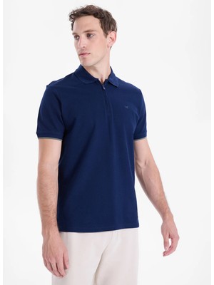 Mustang Lacivert Erkek Relaxed Baskılı Polo T-Shirt M5SM-TST1324
