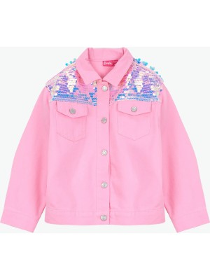 Barbie Pembe Kız Çocuk Payetli Denim Ceket BRB6SG-CKT6449