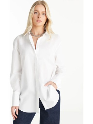 Ted Baker Beyaz Kadın Oversized Gömlek TBWRSH1006-1