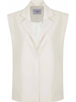 Ssimple Beyaz Kadın Oversize Şişme Yelek Edge Vest -S309