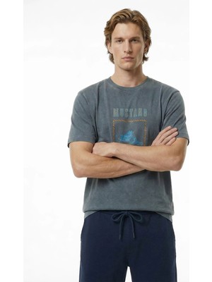 Mustang Antrasit Erkek Relaxed Baskılı T-Shirt M6SM-TST1597