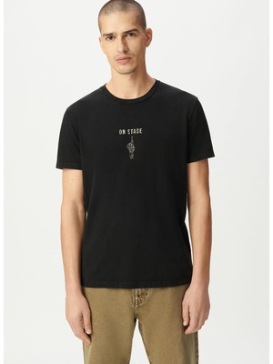 İkks Ikks Siyah Erkek Regular Fit Yazı Baskılı T-Shirt M210133