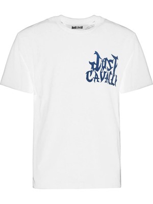Just Cavalli Beyaz Erkek Regular Fit Yazı Baskılı T-Shirt 79OAHE13