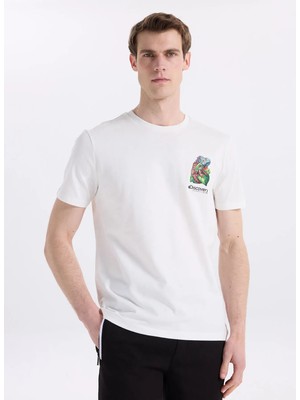 Discovery Expedition D6SM-TST3681 Kırık Beyaz Bisiklet Yaka Relaxed Fit Erkek T-Shirt