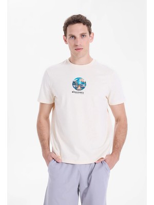 Discovery Expedition D6SM-TST3688 Krem Bisiklet Relaxed Düz Erkek T-Shirt