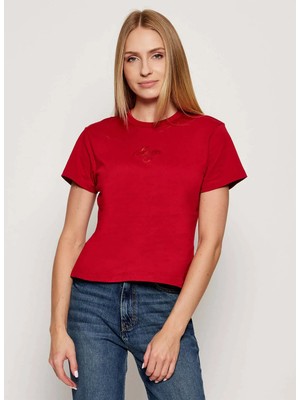 Hugo Kırmızı Kadın Regular Fit Logo Baskılı T-Shirt 50550117