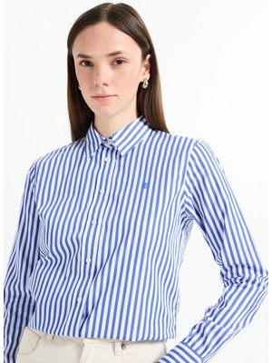 Lauren Ralph Lauren Mavi  Kadın Standart Çizgili Gömlek 200970765
