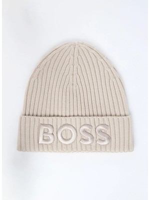 Boss Bej Kadın Yazı Baskılı Bere 000000000050497815