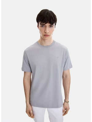 Back And Bond Açık Gri Regular Fit Örme Bisiklet Yaka Tişört