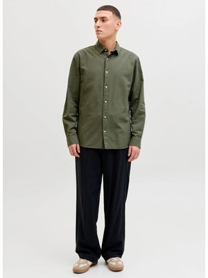 Jack & Jones Yeşil Erkek Regular Fit Gömlek 12288595 Jjebreeze Blend Shırt L/s