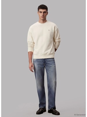 Calvin Klein Jeans Beyaz Erkek Sweatshirt LV04RC277GF7J Beyaz Sweatshirt