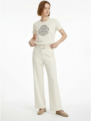 Lauren Ralph Lauren Ekru Kadın Slim Fit T-Shirt 200980211