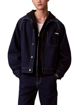 Calvin Klein Jeans Koyu Mavi Erkek Regular Fit Denim Ceket LV04RE734G3TT Darted Workwear Jackt