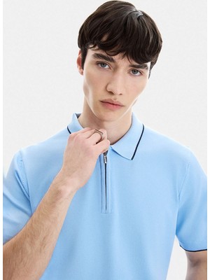 Back And Bond Mavi Erkek Regular Fit Triko Polo T-Shirt B35S40031
