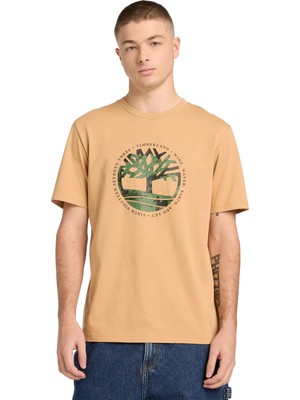 Timberland TB0A5MVREH31-LAKE House Graphic Tee Bej Yuvarlak Normal Baskılı Erkek T-Shirt