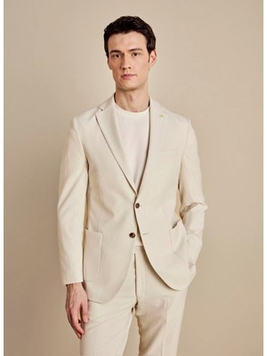 Brooks Brothers Bej Erkek Slim Fit Fitilli Desenli Ceket BBSS26MBL003