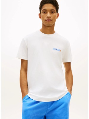 Tommy Jeans Ekru Erkek Regular Fit Baskılı T-Shirt DM0DM22547YBL Ekru T-Shirt