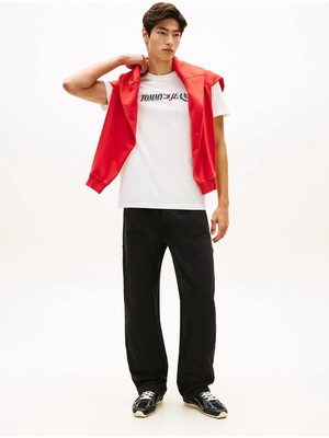 Tommy Jeans Ekru Erkek Regular Fit Baskılı T-Shirt DM0DM22548YBL Ekru T-Shirt