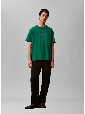Calvin Klein Jeans Yeşil Erkek Standart Baskılı T-Shirt LV04RB862GL4G Yeşil T-Shirt