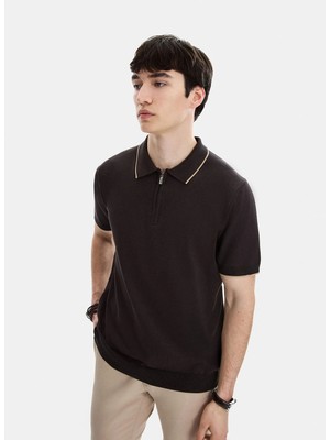 Back And Bond Kahve Erkek Regular Fit Triko Polo T-Shirt B35S40031