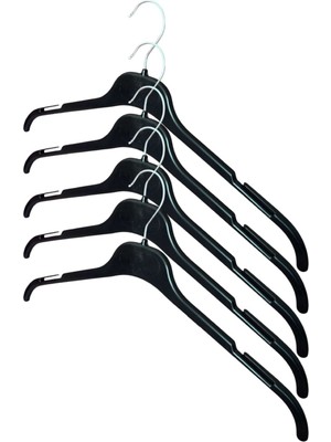 Plastik Elbise Askısı, Tişört Askısı, Gömlek Askısı Siyah 43  cm , 20 Adet