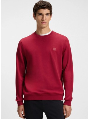 Boss Bordo Erkek Bisiklet Yaka Regular Fit Sweatshirt