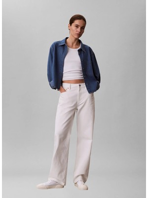 Calvin Klein Jeans Lacivert Kadın Denim Gömlek New Dad Shırt Annapolıs Sky